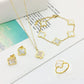 Four Leaf Flower Necklace Earrings Bracelet Set, Titanium