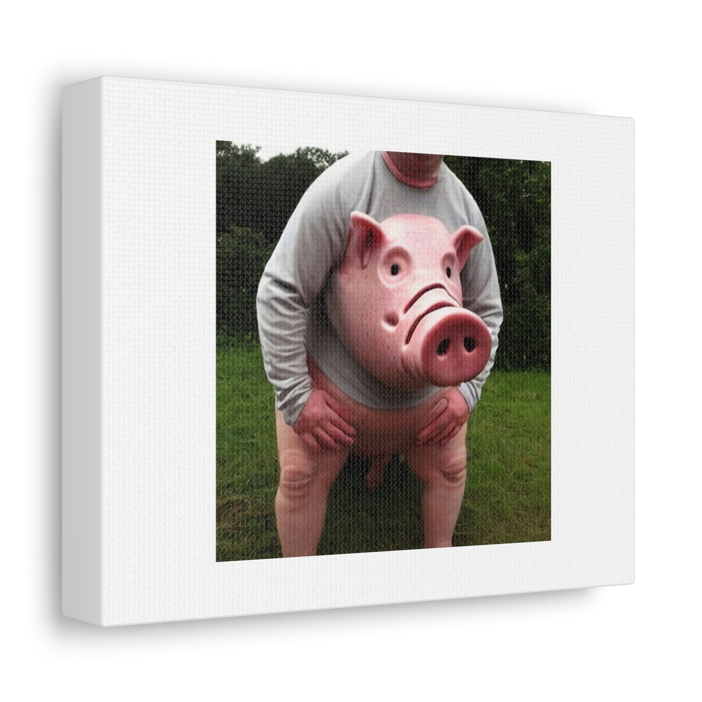 Human Pig Reprised Digital Art 'Designed by AI' on Satin Canvas