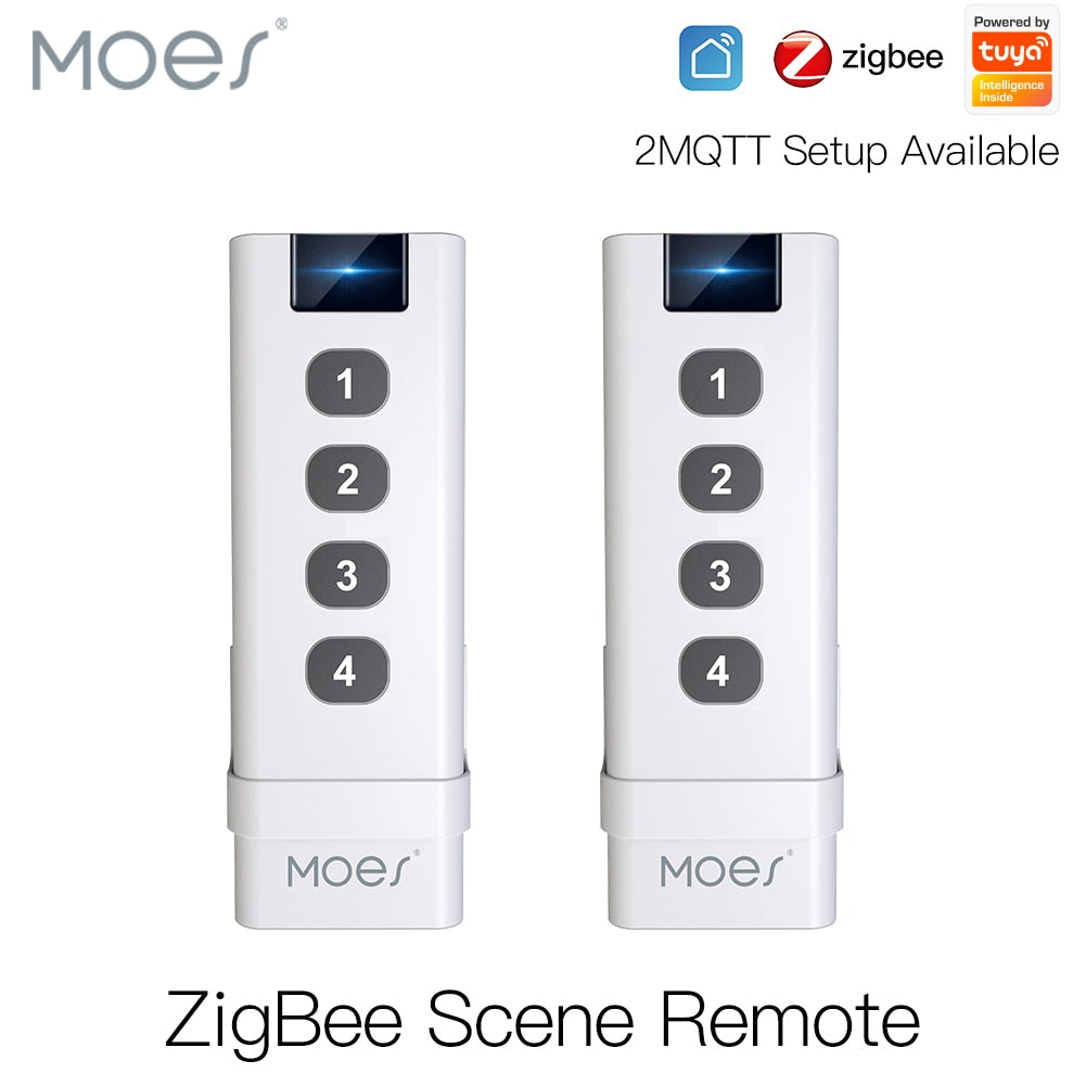 Moes Tuya Smart Life ZigBee Smart Home Wireless Switch 4 Gangs Remote Tuya Zigbee Hub Required No Limit to Control Home Device