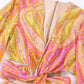 Zevity® Women's Vintage V-Neck Tie-Dyed Print Breasted Casual Slim Mini Shirt Dress