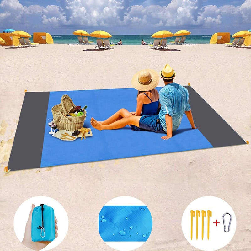 Large Portable Peg-Down Beach Mat and Carry Bag