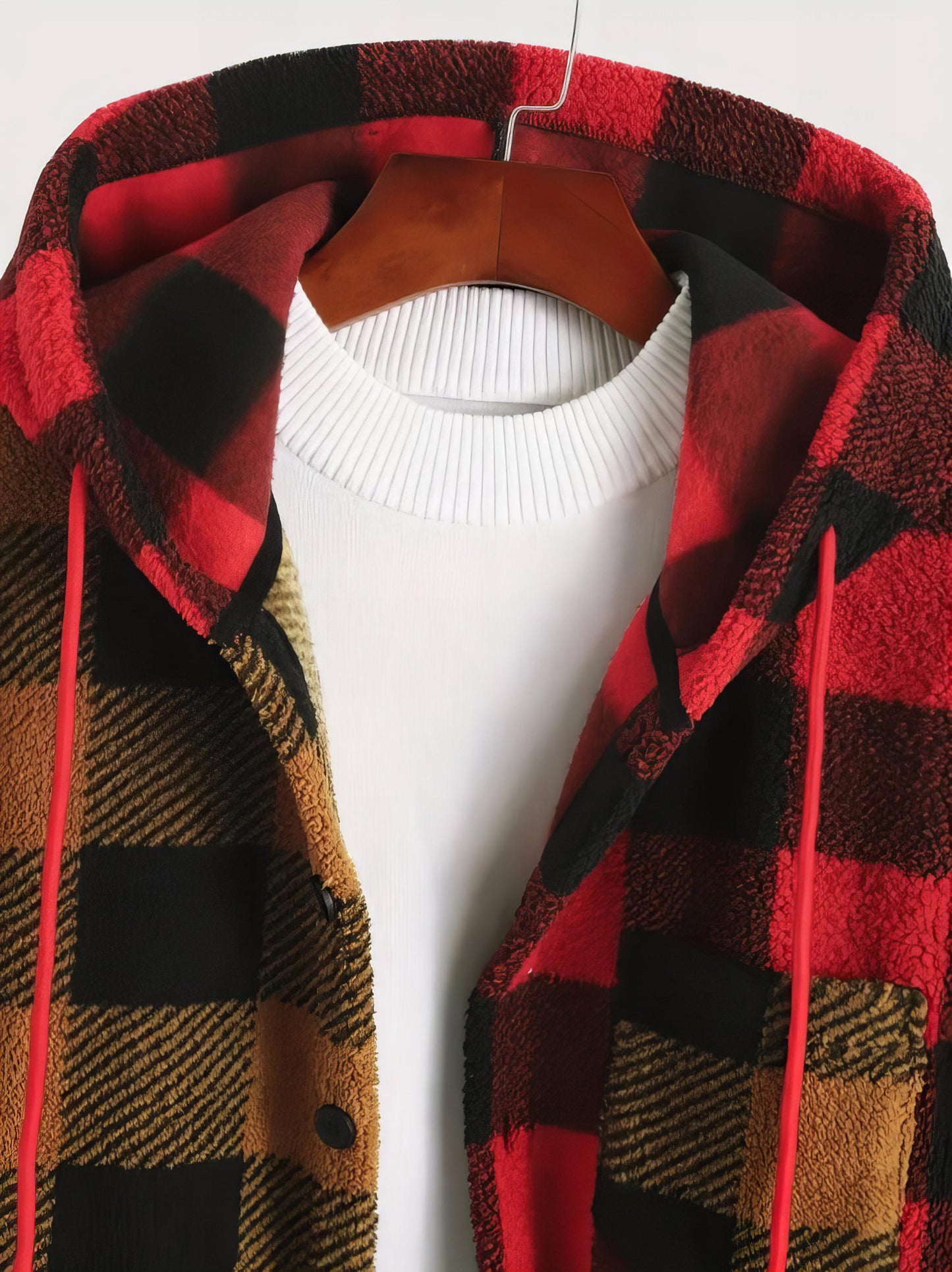 Men's Plaid Hooded Warm Long Sleeve Sweatshirt