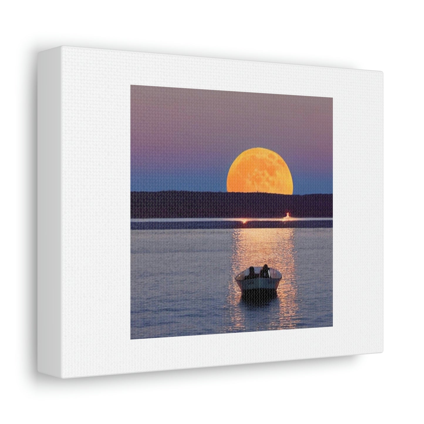 Moon With Eyes Driving Boat Digital Art 'Designed by AI' on Satin Canvas