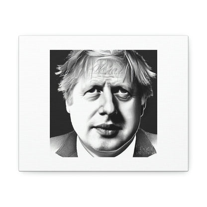 Boris Johnson Pencil Sketch Digital Art 'Designed by AI' on Satin Canvas