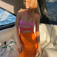 Vireous Strapless Body Contour Fit Beach Dress