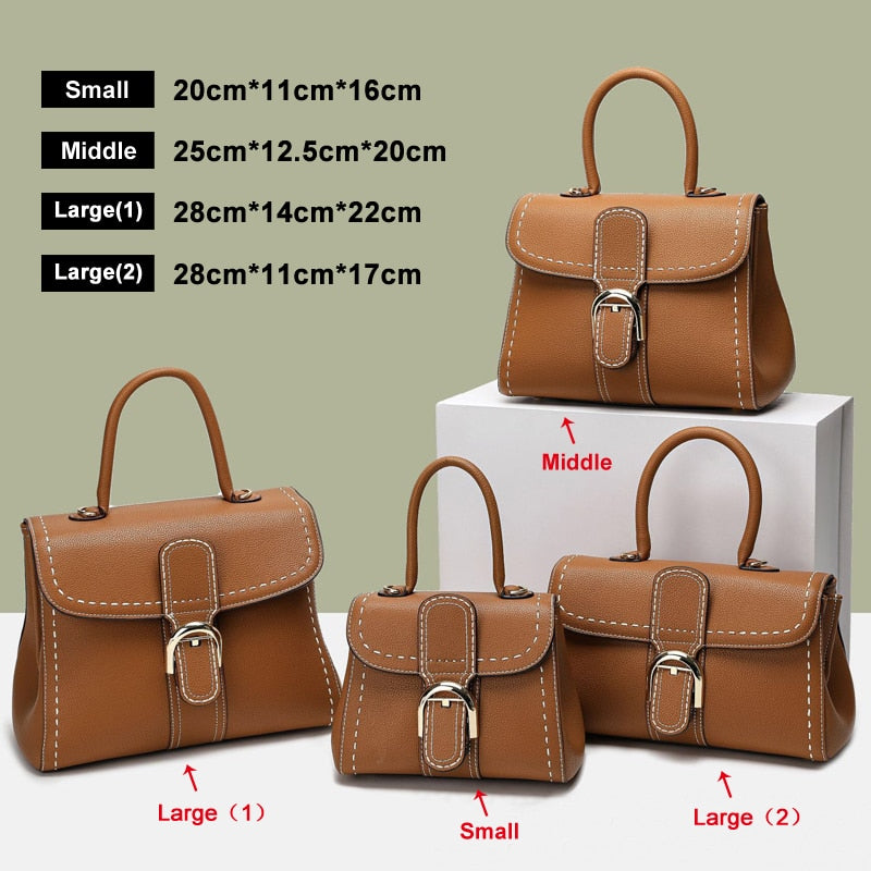 Linda & Vicky© Togo Durable Cowhide Handbag Multi-Colours