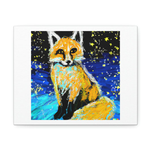 Fox in the Style of Starry Night Painting digital art 'Designed by AI' on Canvas