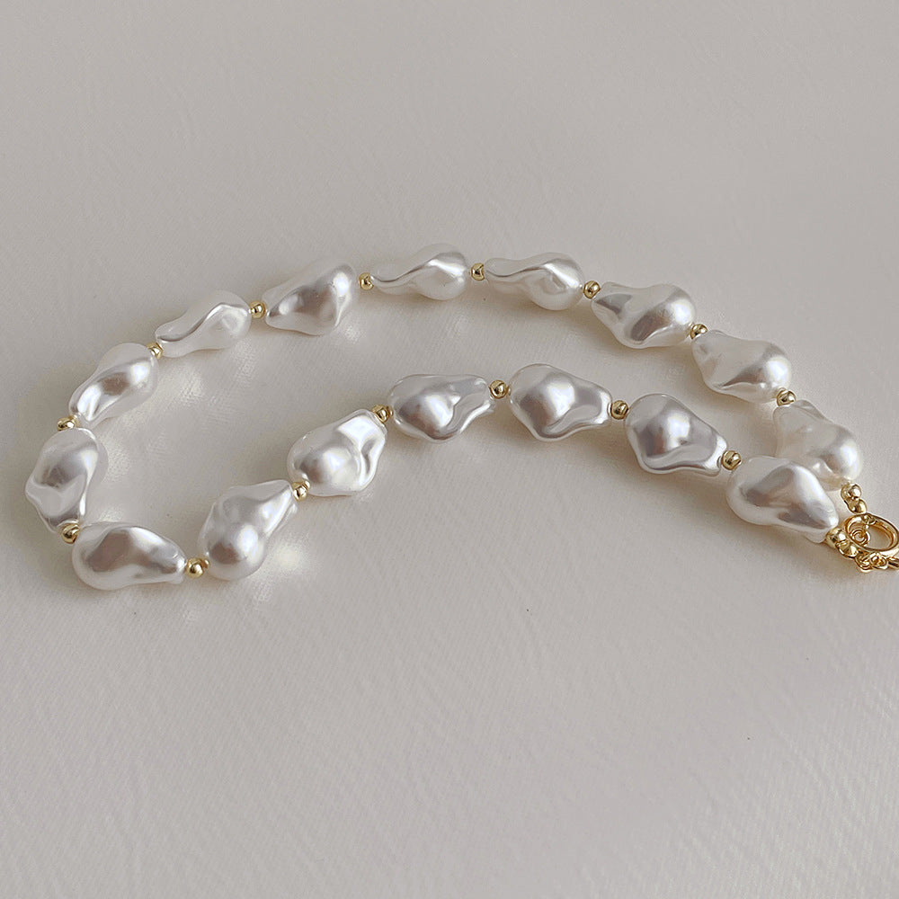 Large Baroque Pearl Buckle Necklace