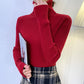 Vireous Classic Coral Women's Turtleneck Sweater