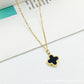 Four Leaf Flower Necklace Earrings Bracelet Set, Titanium