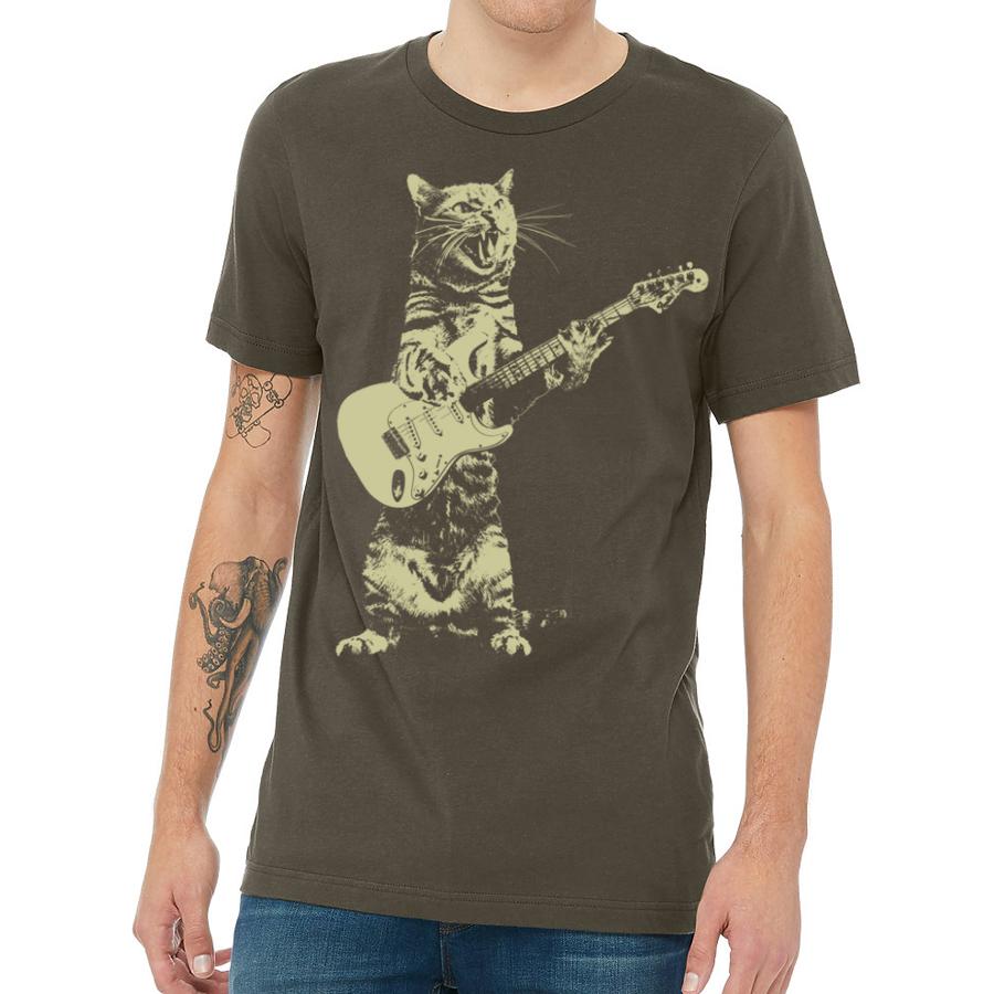 Rock & Roll Cat Guitar Cotton T-Shirt