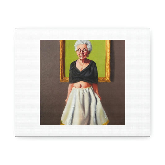 Oil Painting Of An Old Woman Wearing A Mini Skirt Digital Art 'Designed by AI'