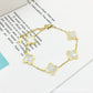 Four Leaf Flower Necklace Earrings Bracelet Set, Titanium
