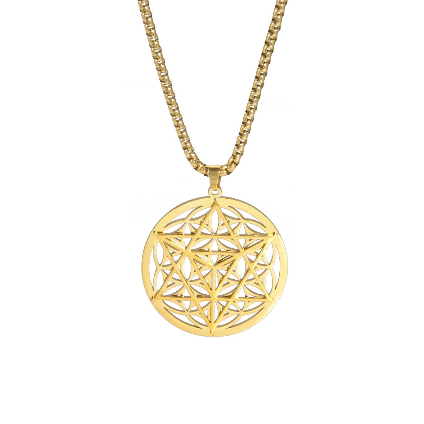 Merkaba Gold Plated Sacred Geometry Design Pendant