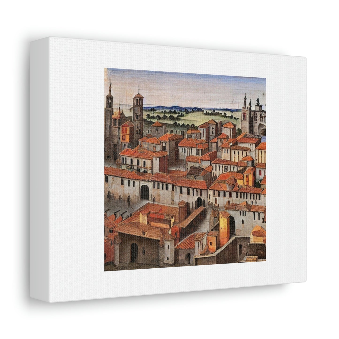 Spanish City In The 1450s Digital Art 'Designed by AI' on Satin Canvas