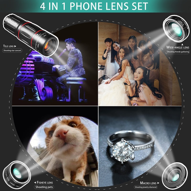 28X HD Macro and Telephoto Lens Set for Smartphone