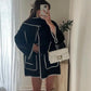 Vireous Faux Cashmere Splice Overcoat with Scarf, Multi Colours