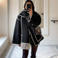Vireous Faux Cashmere Splice Overcoat with Scarf, Multi Colours