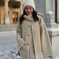 Vireous Faux Cashmere Splice Overcoat with Scarf, Multi Colours