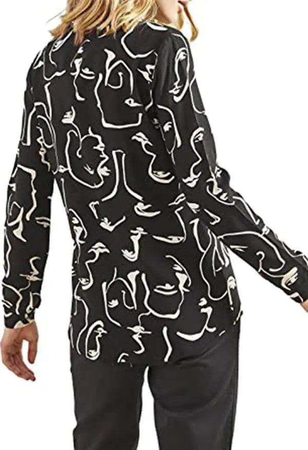 Mask Print Long Sleeve Women's Shirt